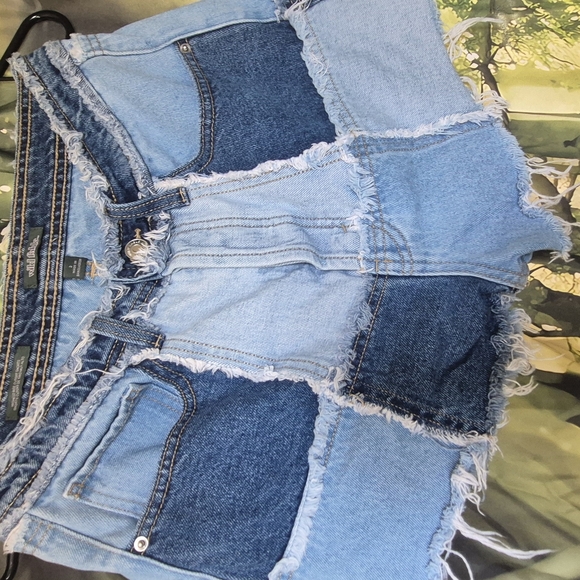 Pants - Patchwork Denim Shorts